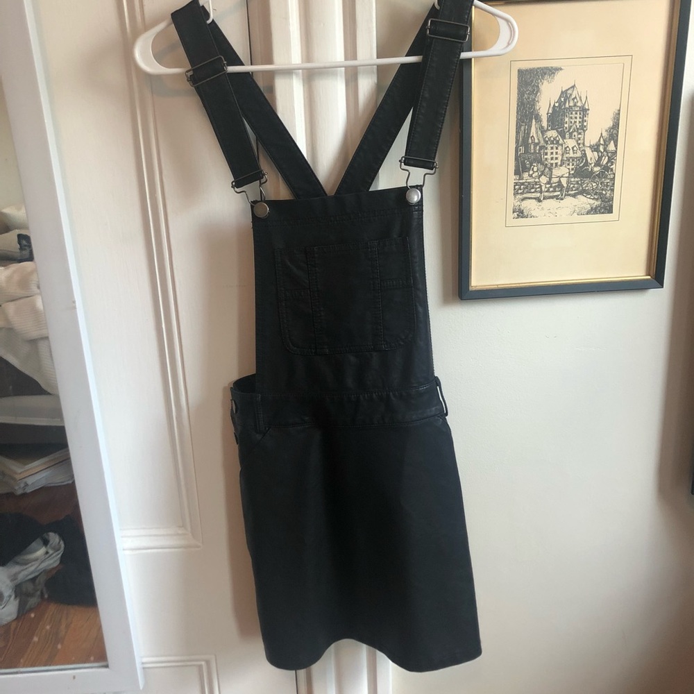 Leather overall dress